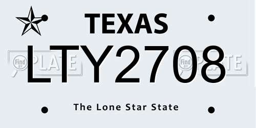LTY2708 Texas License Plate