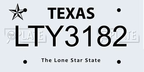 LTY3182 Texas License Plate