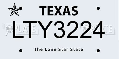 LTY3224 Texas License Plate