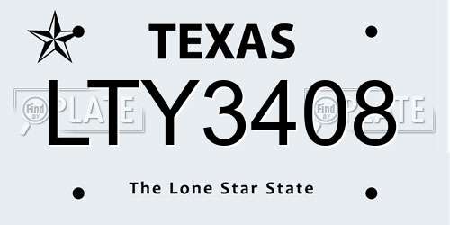 LTY3408 Texas License Plate