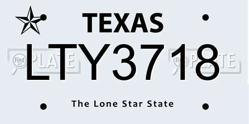 LTY3718 Texas License Plate
