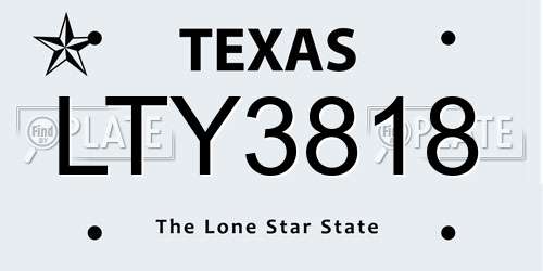 LTY3818 Texas License Plate