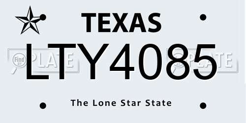 LTY4085 Texas License Plate