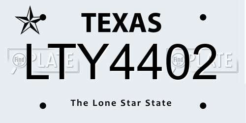 LTY4402 Texas License Plate