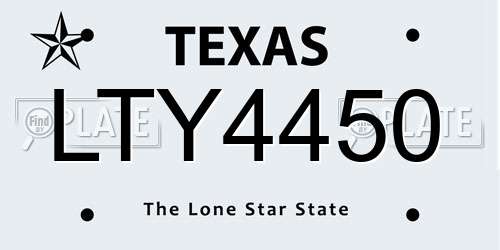 LTY4450 Texas License Plate