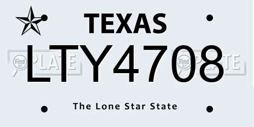 LTY4708 Texas License Plate