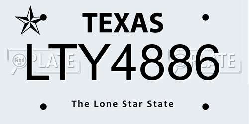 LTY4886 Texas License Plate