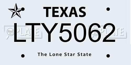 LTY5062 Texas License Plate