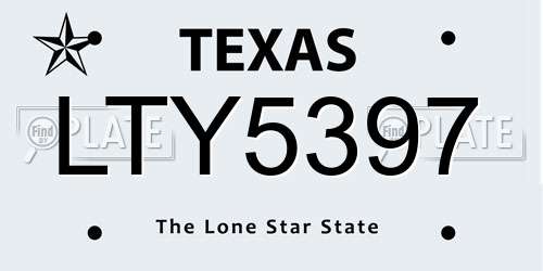 LTY5397 Texas License Plate