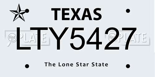 LTY5427 Texas License Plate