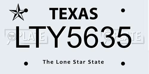 LTY5635 Texas License Plate