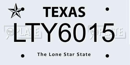LTY6015 Texas License Plate