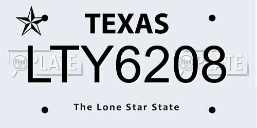 LTY6208 Texas License Plate