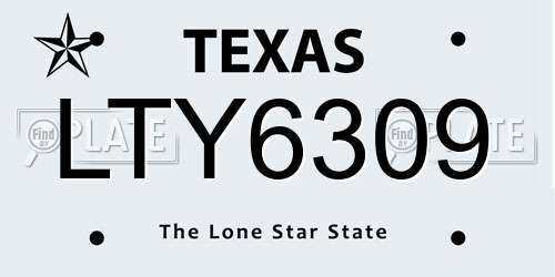 LTY6309 Texas License Plate