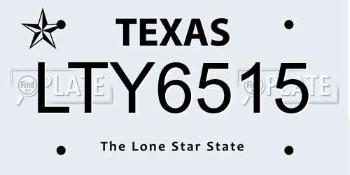 LTY6515 Texas License Plate