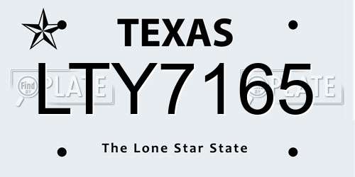 LTY7165 Texas License Plate