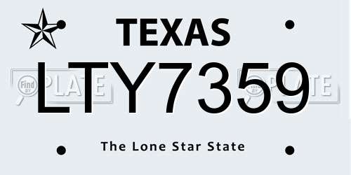 LTY7359 Texas License Plate