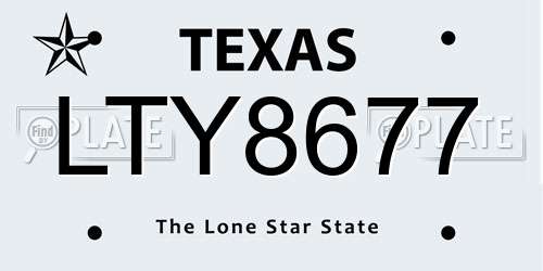 LTY8677 Texas License Plate