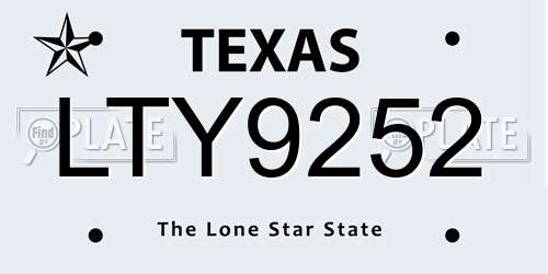 LTY9252 Texas License Plate