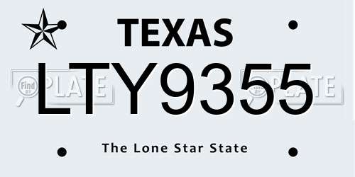 LTY9355 Texas License Plate