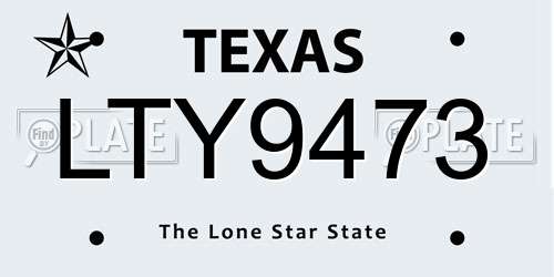 LTY9473 Texas License Plate