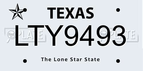 LTY9493 Texas License Plate