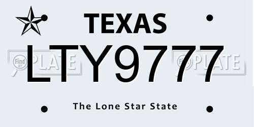 LTY9777 Texas License Plate