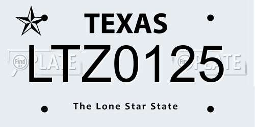 LTZ0125 Texas License Plate