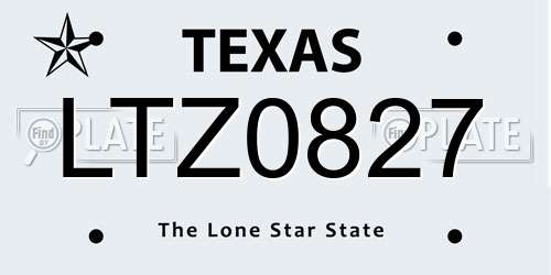 LTZ0827 Texas License Plate
