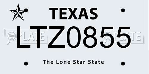 LTZ0855 Texas License Plate