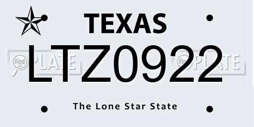 LTZ0922 Texas License Plate