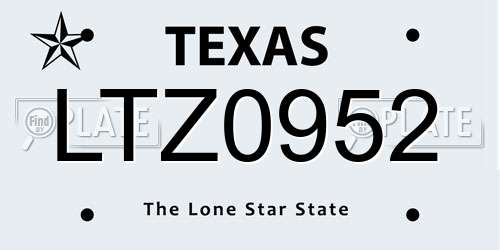 LTZ0952 Texas License Plate
