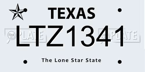 LTZ1341 Texas License Plate