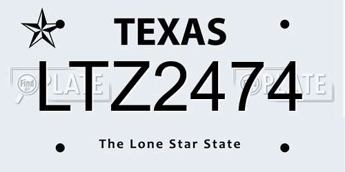 LTZ2474 Texas License Plate