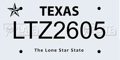 LTZ2605 Texas License Plate