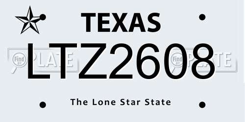 LTZ2608 Texas License Plate