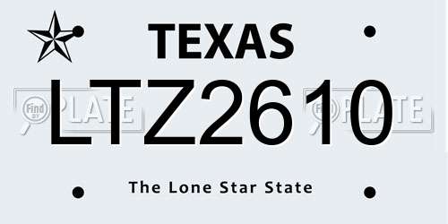 LTZ2610 Texas License Plate