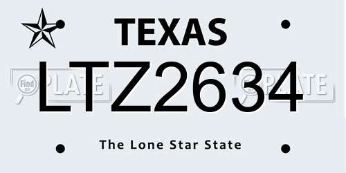 LTZ2634 Texas License Plate