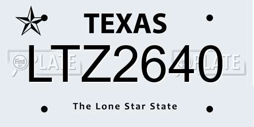 LTZ2640 Texas License Plate