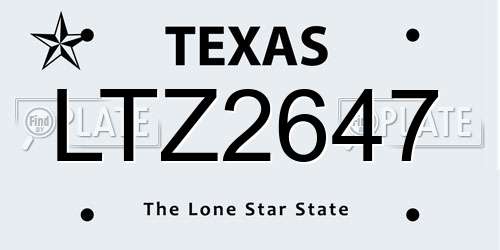 LTZ2647 Texas License Plate