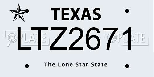 LTZ2671 Texas License Plate