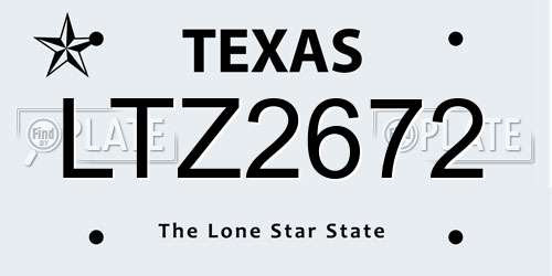 LTZ2672 Texas License Plate