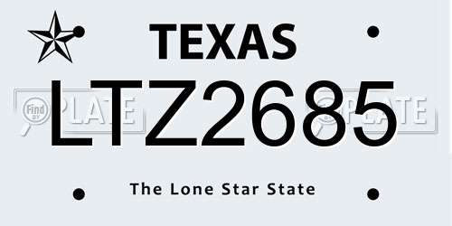 LTZ2685 Texas License Plate