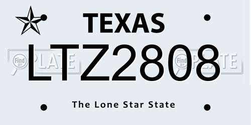 LTZ2808 Texas License Plate