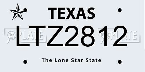 LTZ2812 Texas License Plate
