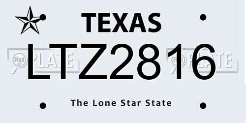 LTZ2816 Texas License Plate