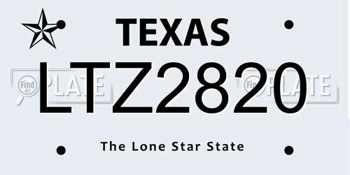 LTZ2820 Texas License Plate