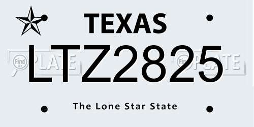 LTZ2825 Texas License Plate