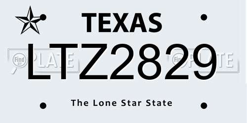 LTZ2829 Texas License Plate