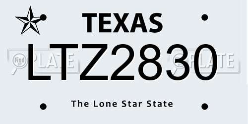 LTZ2830 Texas License Plate